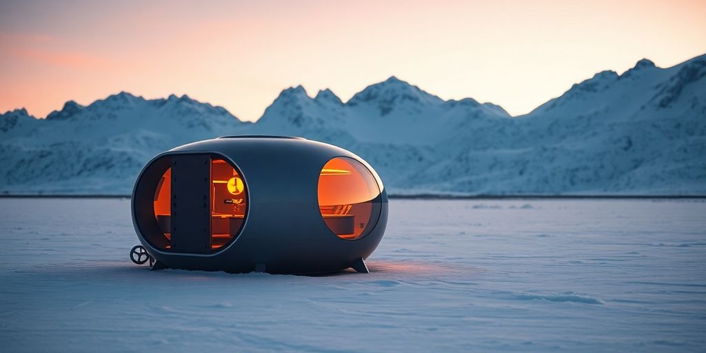 Air Force micro-reactor in Alaskan Arctic landscape.