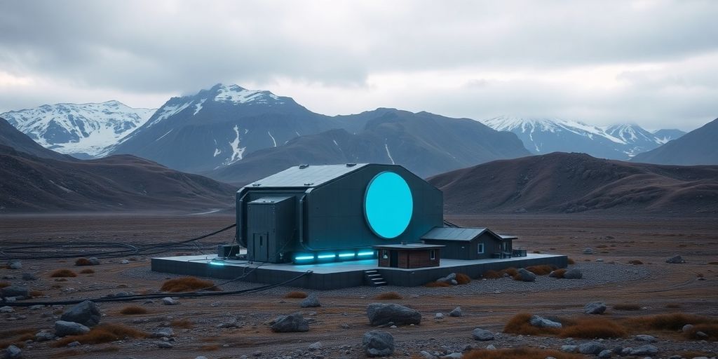 Portable nuclear reactor powering remote location.