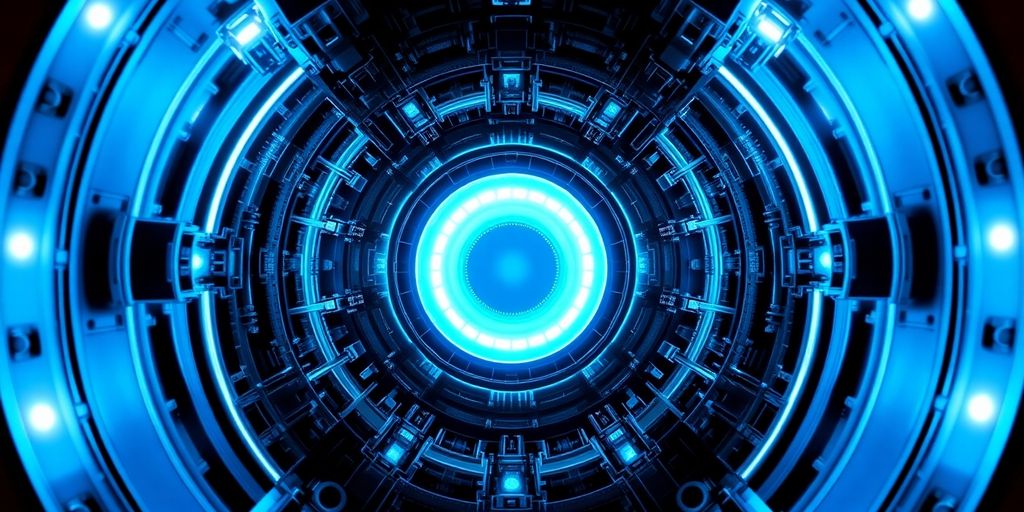 Thorium reactor core with glowing blue energy.
