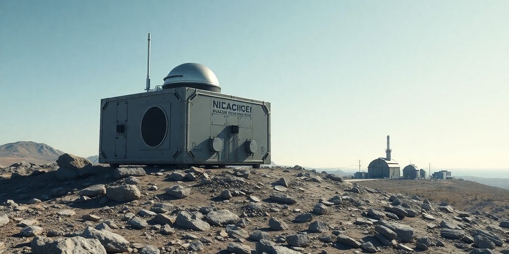 Nuclear reactor powering a remote village.
