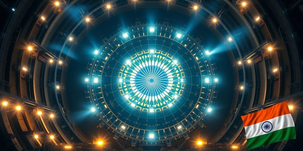 Glowing thorium reactor core with Indian flag.