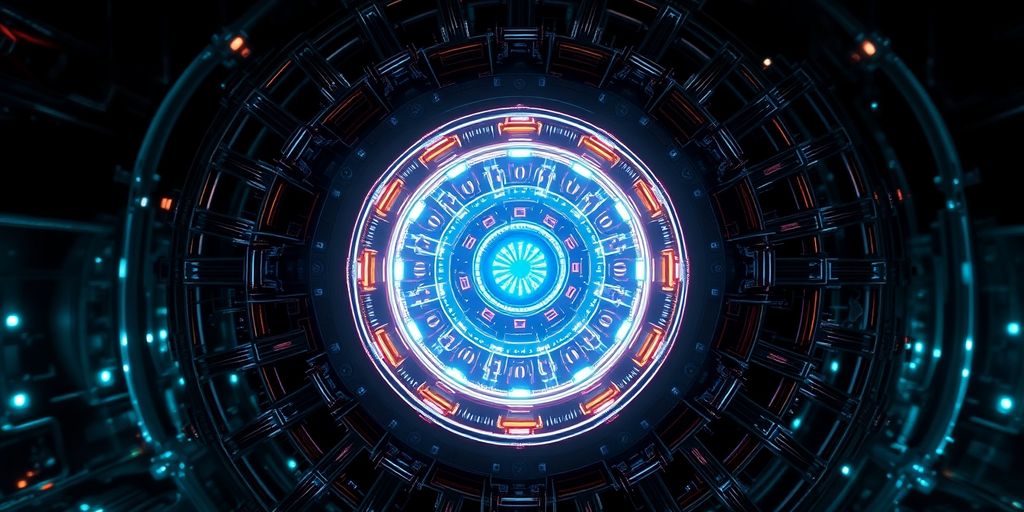 Thorium reactor with glowing blue energy core.