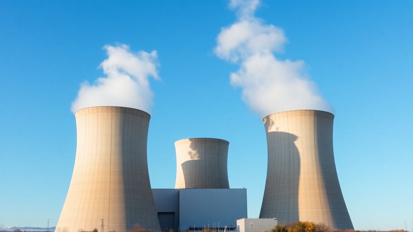 Sizewell C nuclear power plant under a blue sky.