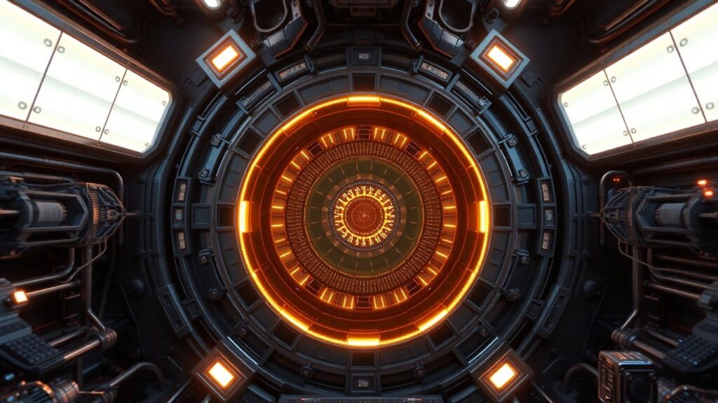 Glowing thorium reactor core with advanced metallic structures.