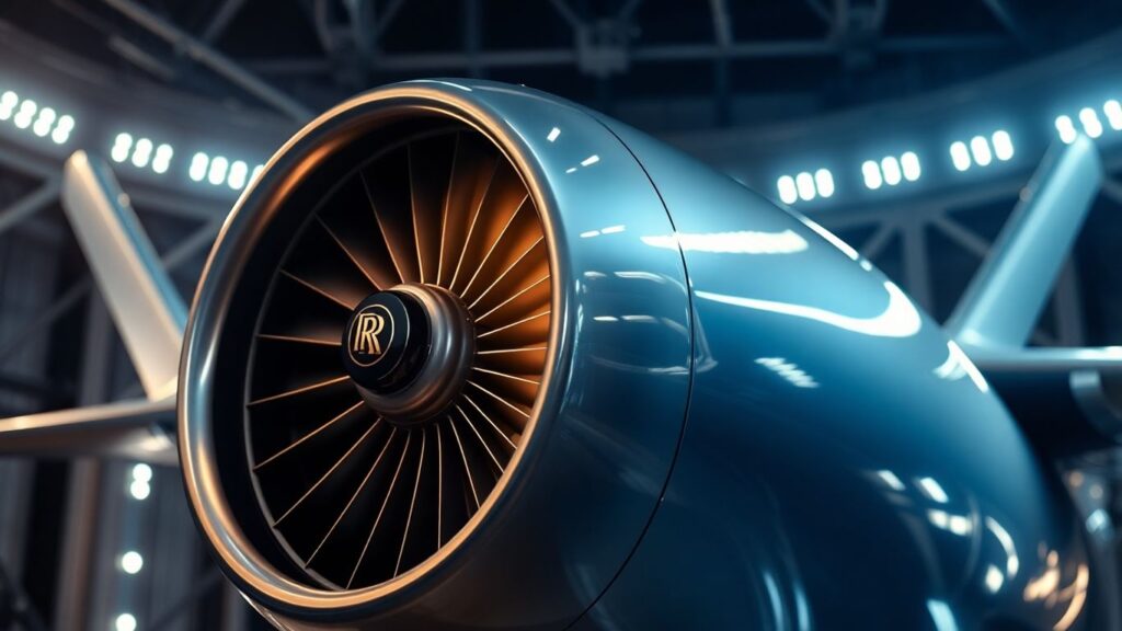 Rolls-Royce jet engine with futuristic glow