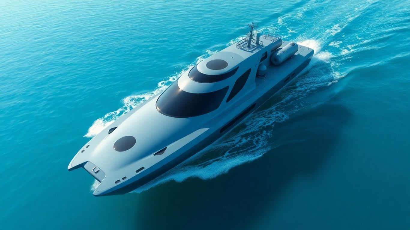 Nuclear-powered ship sailing on the ocean.
