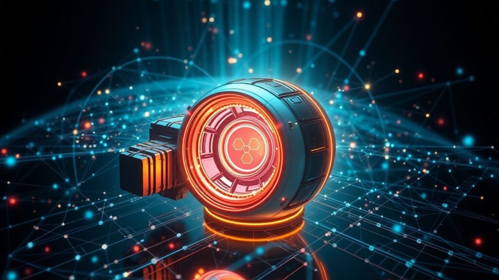 Futuristic small modular reactor design with global connectivity.