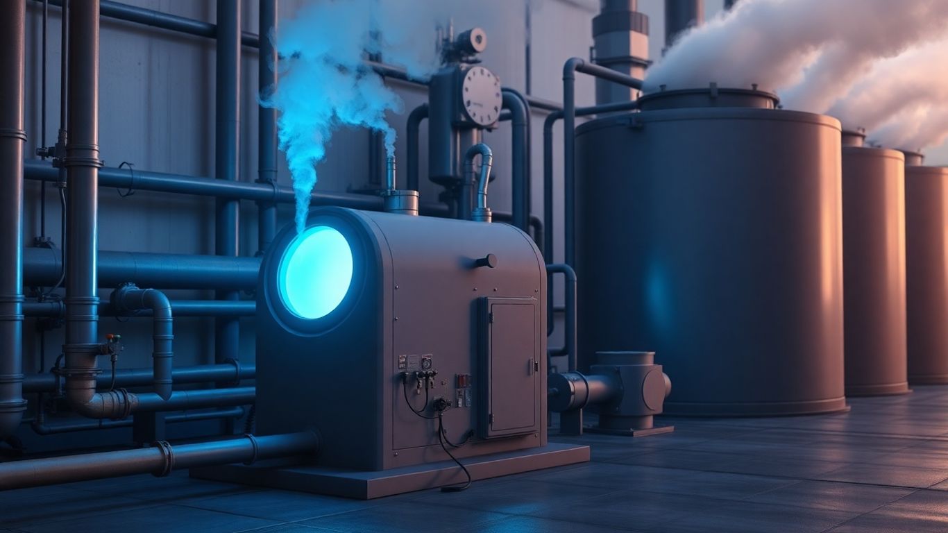 Small nuclear reactor powering industrial ammonia production facility.