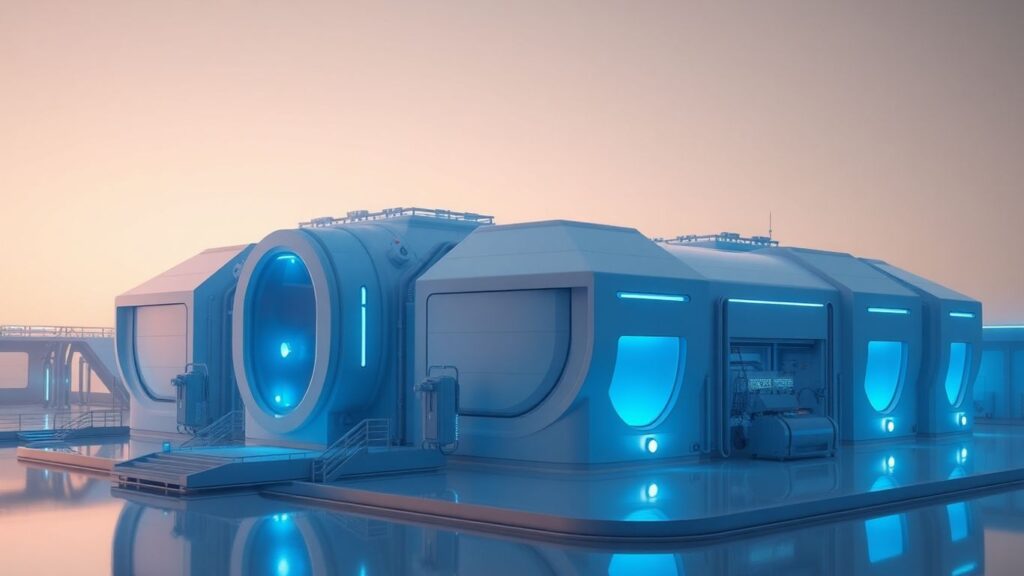 Futuristic small modular nuclear reactor design.