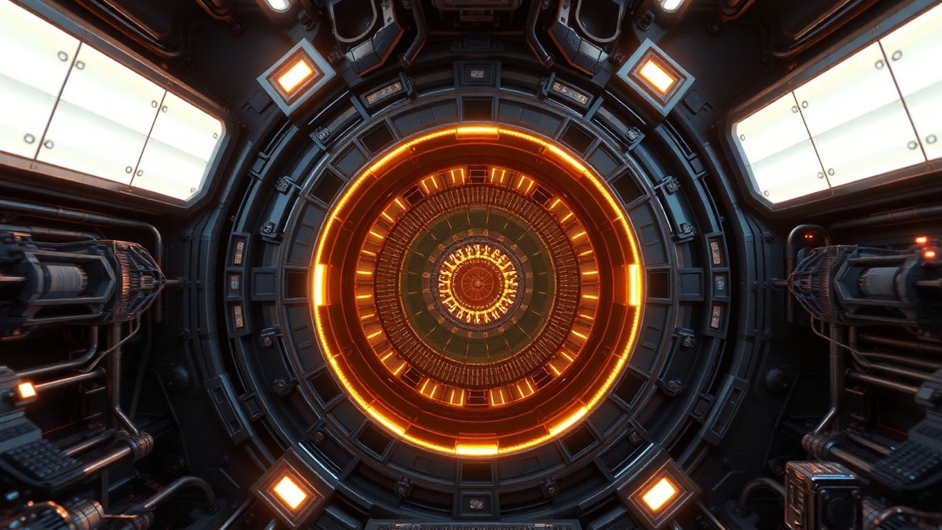 Glowing thorium reactor core with advanced metallic structures.