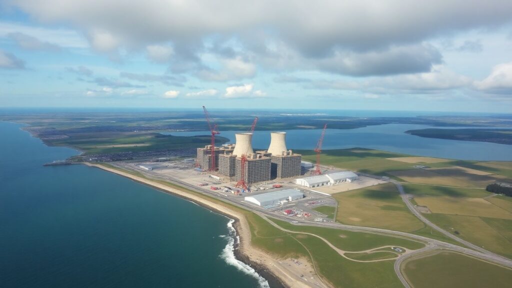 Sizewell C nuclear plant construction site by UK coast