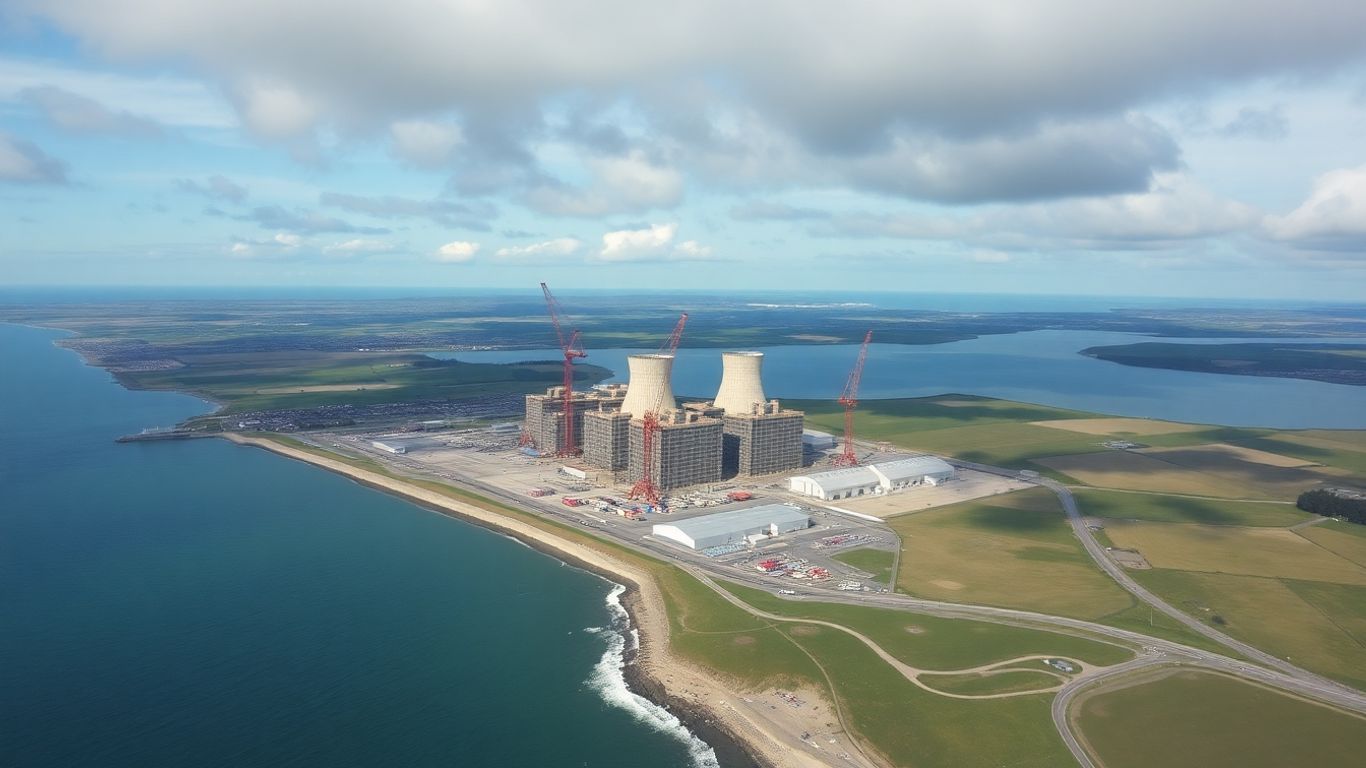 Sizewell C nuclear plant construction site by UK coast