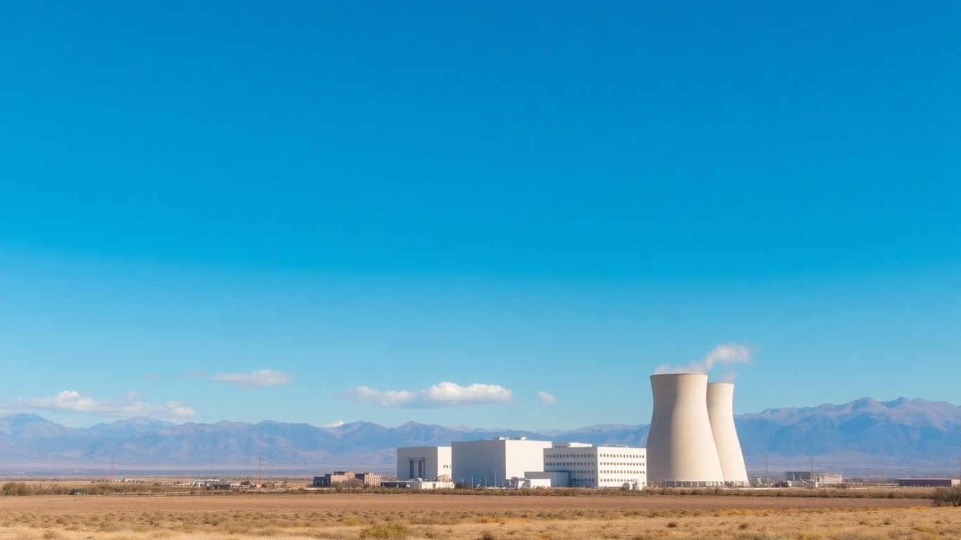 Utah nuclear power plant with desert and mountains