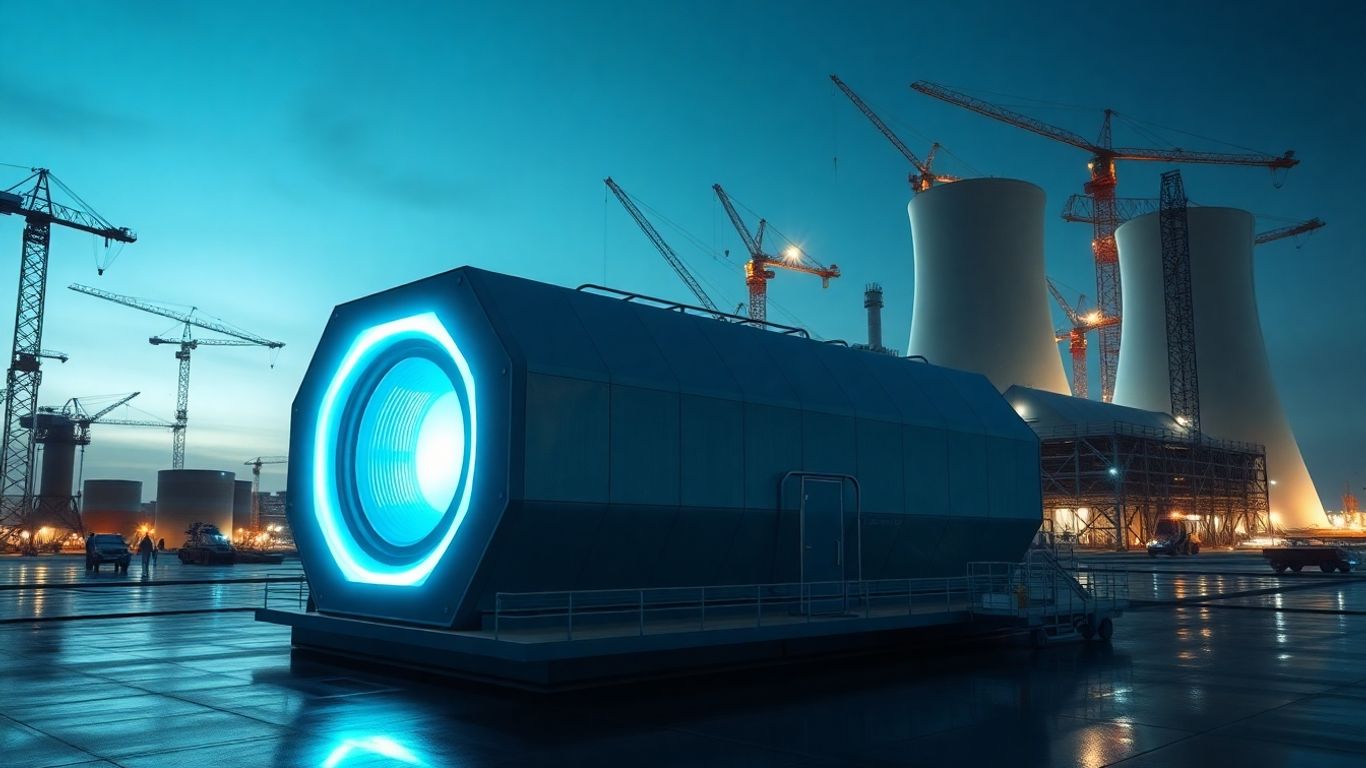 UK nuclear power station with small modular reactors under construction.