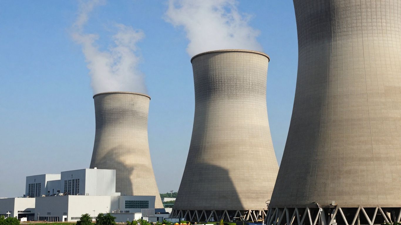 Nuclear power plant against a blue sky.