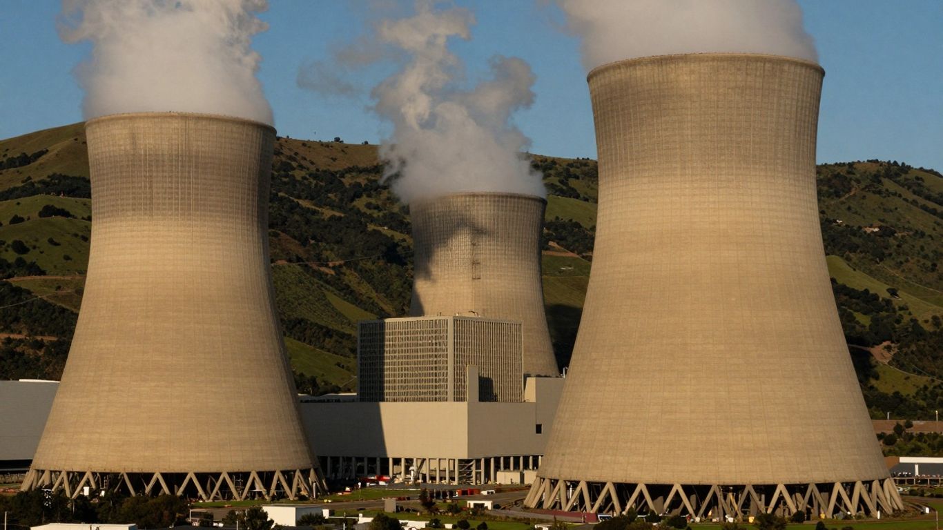 Nuclear power plant against a blue sky.