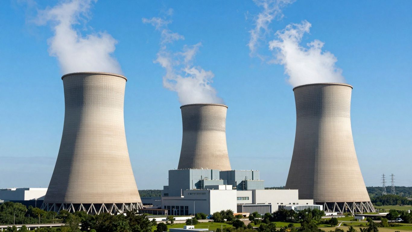 Nuclear power plant against a blue sky.