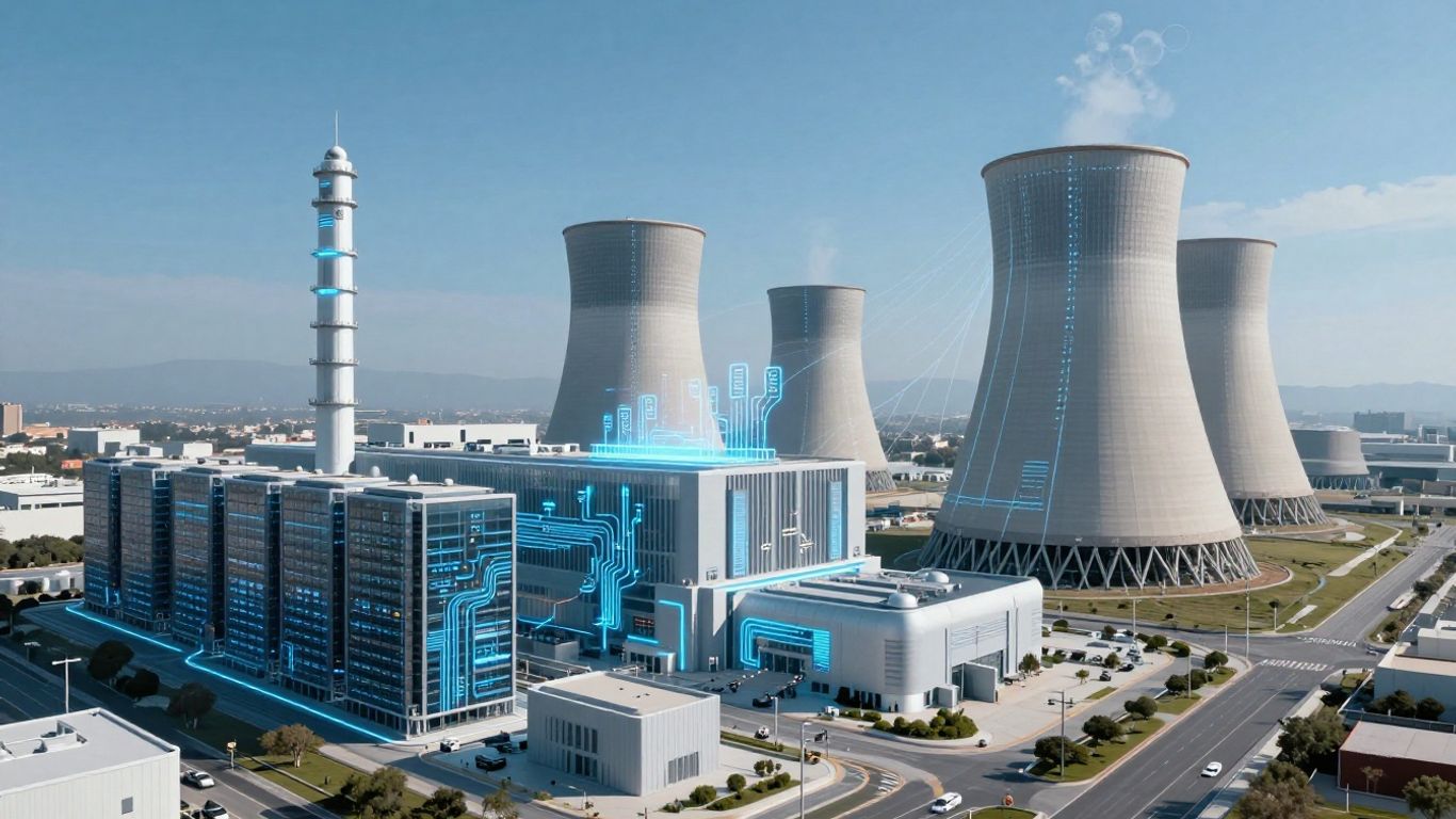 Futuristic nuclear plant and AI tech in Silicon Valley