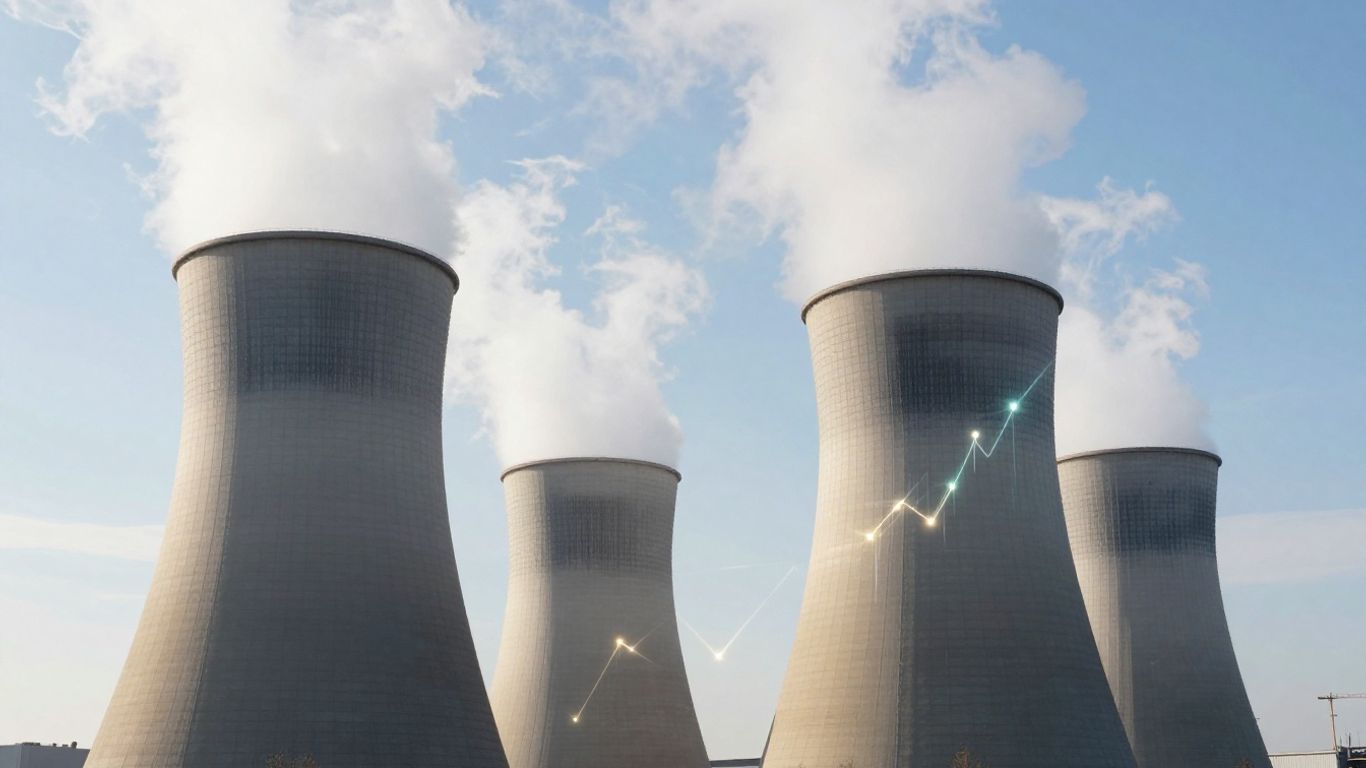 Nuclear power plant with energy surge and financial growth elements.
