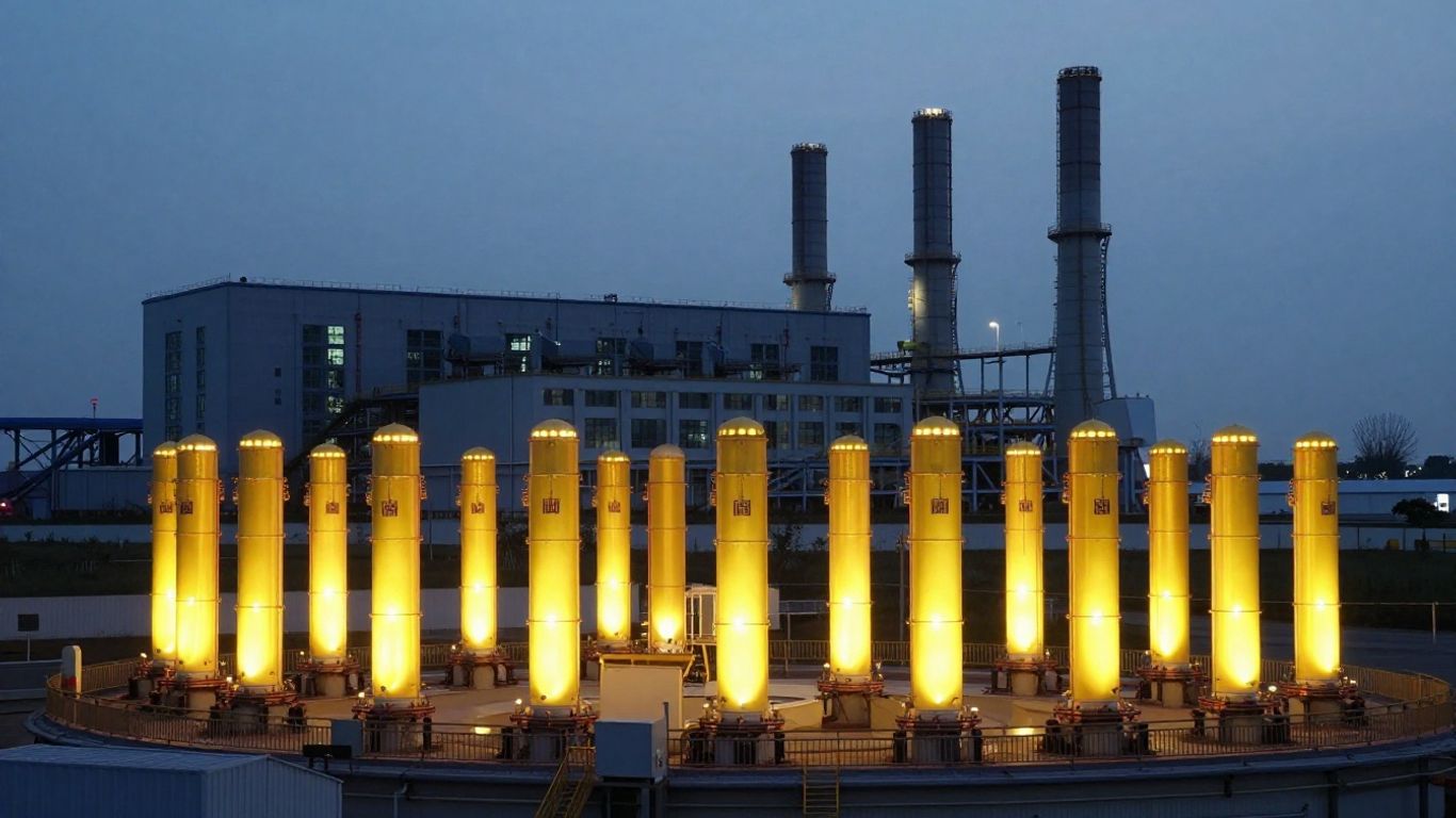 Uranium rods and nuclear power plant