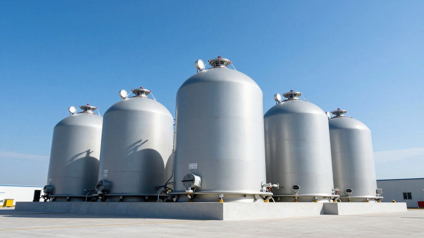 Futuristic small modular nuclear reactor against a blue sky.
