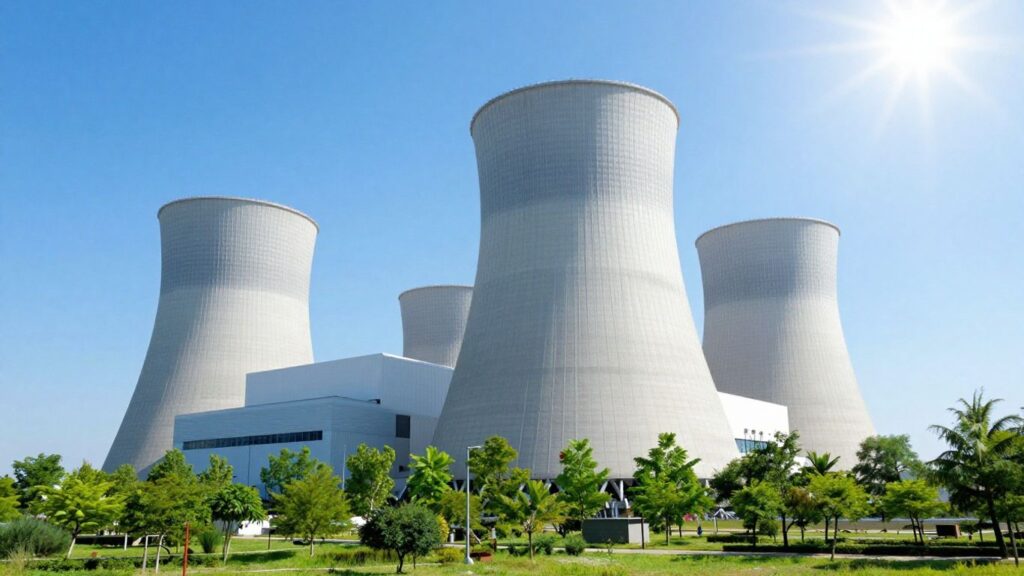 Nuclear power plant with green surroundings