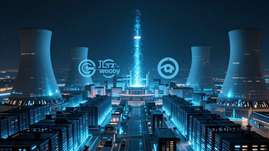 Nuclear power plant fueling AI servers.