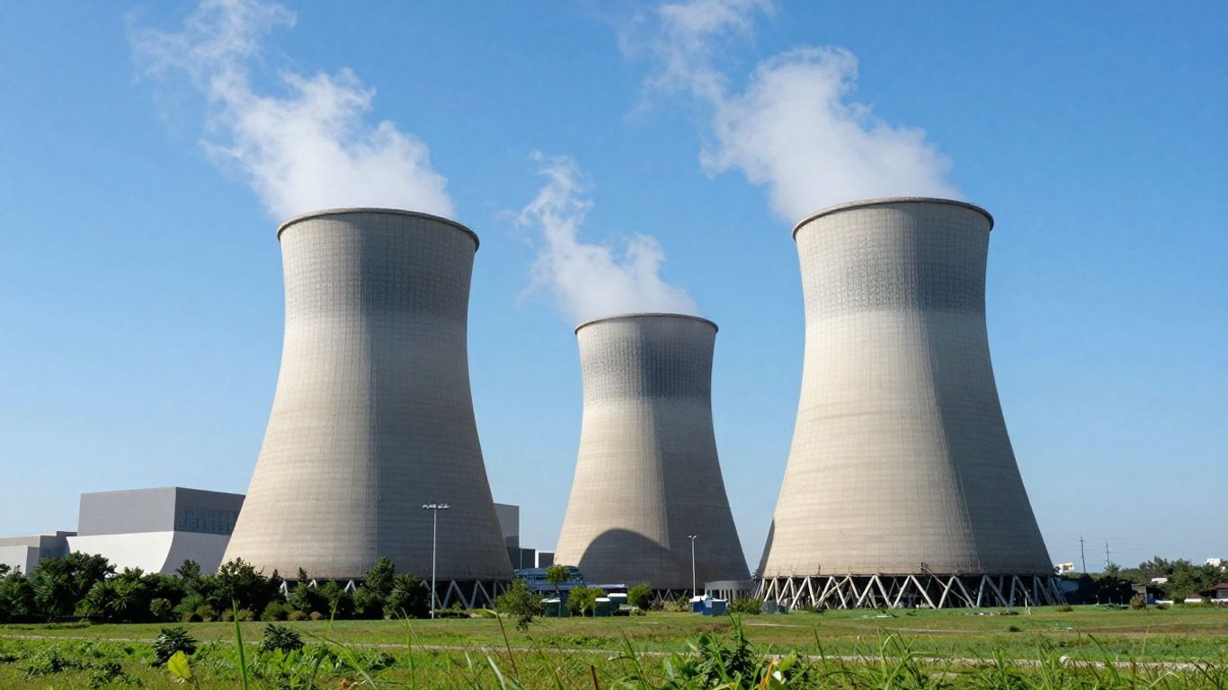 Nuclear power plant against a blue sky.