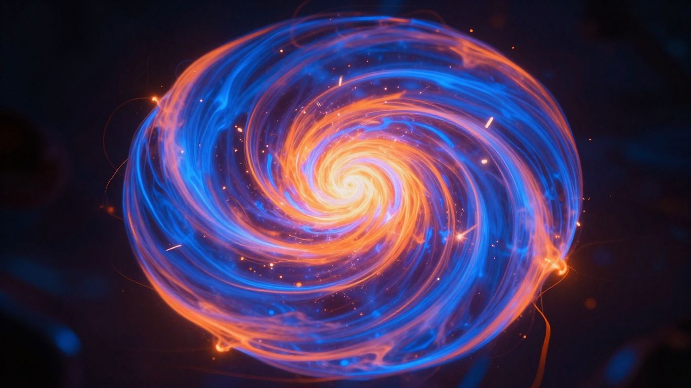 Swirling plasma energy in a toroidal magnetic field.